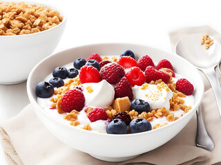 cereal with berries and yogurt 