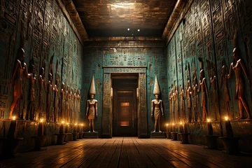 Foto op Plexiglas Egyptian hieroglyphs on the wall. Generative AI © Miguel Aguirre