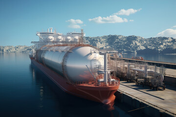 Large natural gas tanker. Concept of energy independence