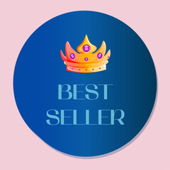 Best seller label sticker certificate vector design with crown
