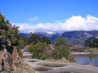 landscape with lake and mountains