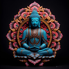 Plasticine Art of Buddha isolated on black