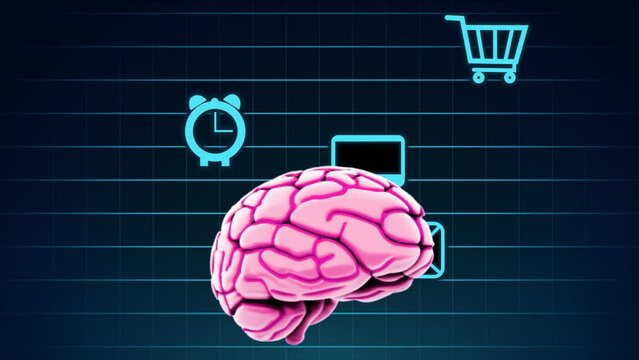 Concept animation. Brain of modern adult overwhelmed by problems and tasks, mess in mental health, complicated life