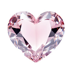 Fototapeta premium crystal pink heart shape isolates on a transparent background.