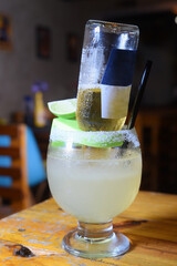 margarita typical mexican drink with tequila and lime, cozumel alcoholic drink coronita
