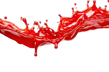 ketchup  splash with droplets and bauble, isolated on a transparent background with a PNG format. ketchup flowing.