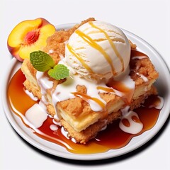 Culinary Artistry Capture of Peach Cobbler Delight Generative AI