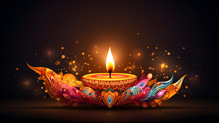 Diwali Festival Digital Illustrations, created with the help of AI