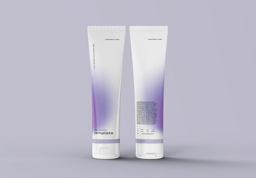 3d Front and Back Cream Tube Mockup