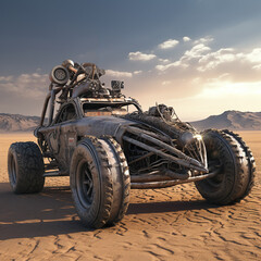 rusty vintage car isolated in the desert