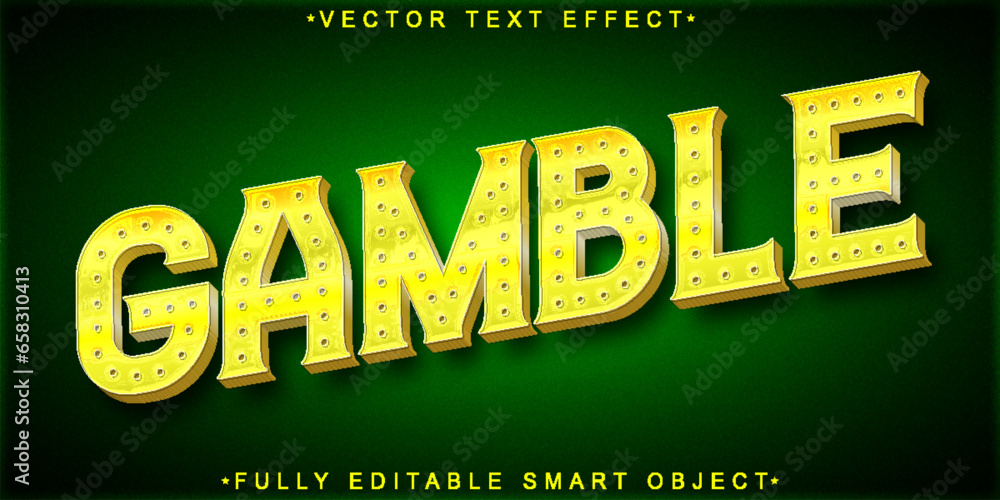 Poster golden gamble vector fully editable smart object text effect