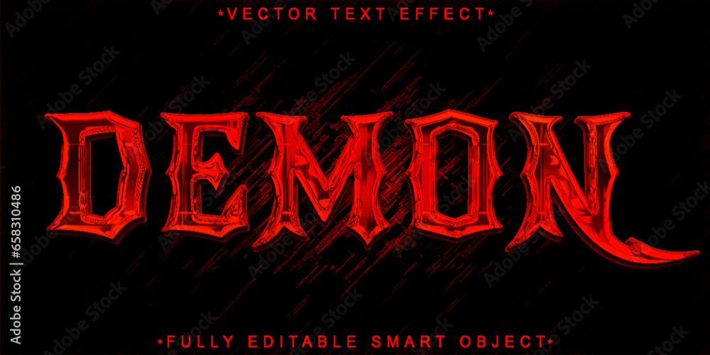 Poster dark red demon horror vector fully editable smart object text effect