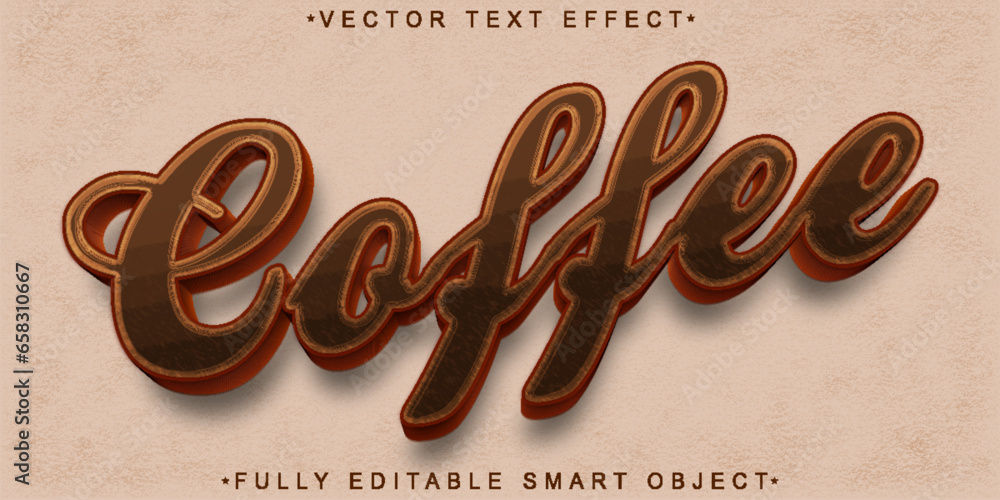 Aufkleber brown coffee vector fully editable smart object text effect