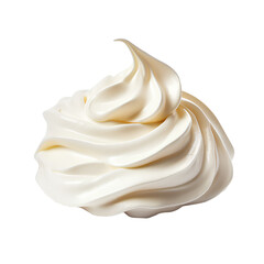 A close-up whipped cream, isolated on a transparent background