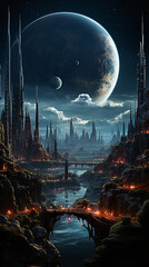 future fantasy city in the night
