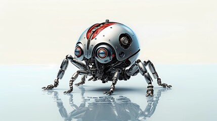 Ein Roboter Insekt vor hellem Hintergrund. - obrazy, fototapety, plakaty
