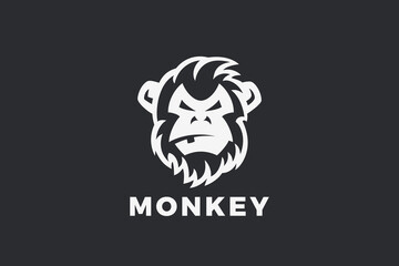 Ape Logo Head Gorilla Monkey Design Vector Template.