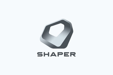 Futuristic Abstract Shape Logo Design 3D Vector template. Architecture Hitech Technology Logotype concept art app icon.