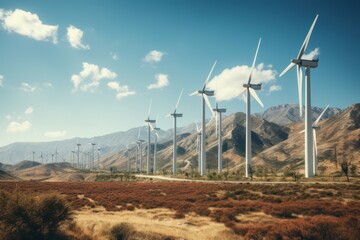 Wind mills of Palm Springs in United States of America at daytime - obrazy, fototapety, plakaty