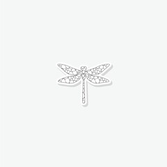 Dragonfly stone logo sticker isolated on gray background
