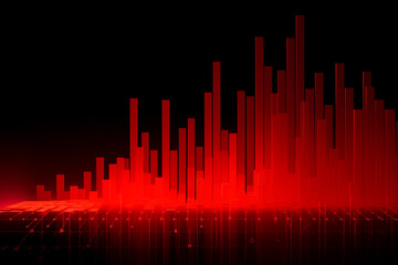 red chart background, stock market recession - obrazy, fototapety, plakaty