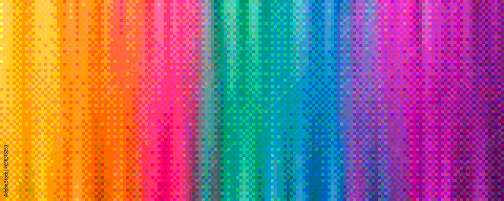 Aufkleber colorful mosaic pixel art texture. pixelated rainbow vertical gradient background with dither effect