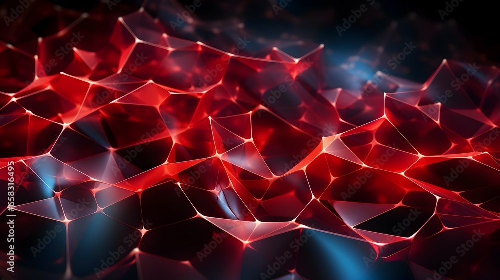 Wall mural red abstract networking technology background
