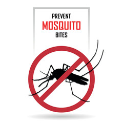 Prevent mosquito bites logo, dengue and malaria awareness sign, no fever, protect the body, medical and healthcare banner, help health sector to stop spreading infection, epidemic control