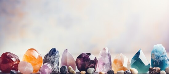 Gemstone therapy for holistic well being relaxation and spiritual practices Harnessing energetic powers through alternative rituals - obrazy, fototapety, plakaty