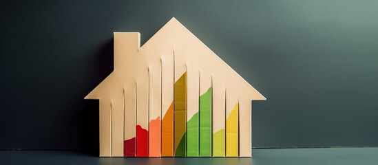 Chart on cardboard texture Vertical banner with eco paper texture and house symbol representing energy efficiency Energy class bio energetic and ecology concept Space for text