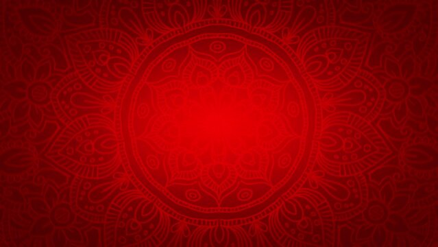 Abstract Golden & Red mandala art 4k video footage, Floral vintage decorative element's, Mandala animation with seamless looping, Editable background.