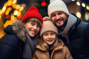 Happy family celebrating Christmas festival