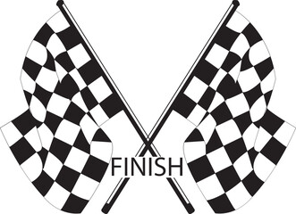crossed racing flag and chekared flag vector illustration	
