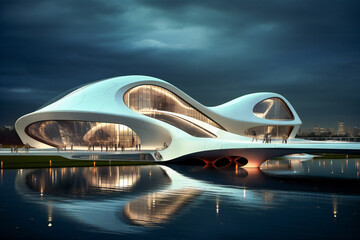 Modern futuristic architecture composition