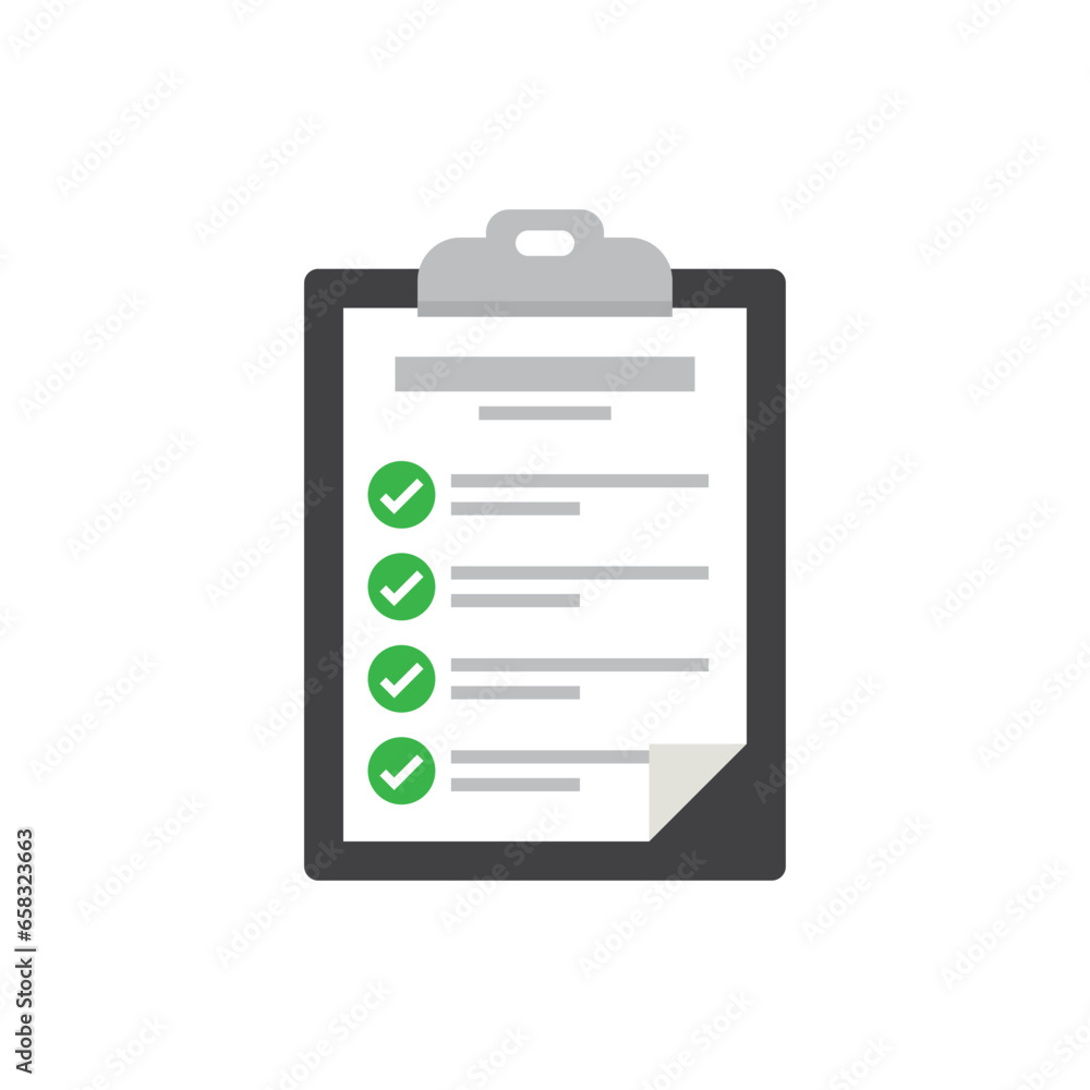 Poster clipboard with checklist icon in flat style. planning and organization of work vector illustration o
