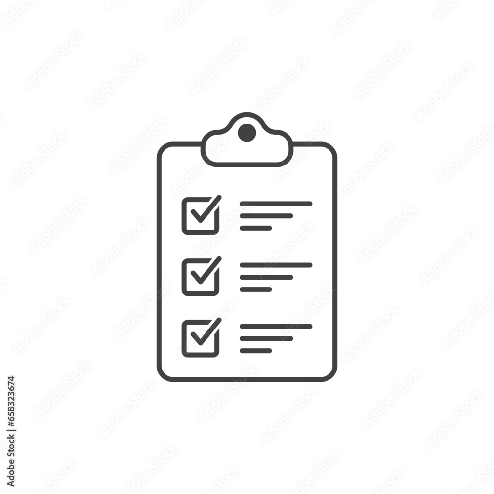 Poster clipboard with checklist icon in flat style. planning and organization of work vector illustration o
