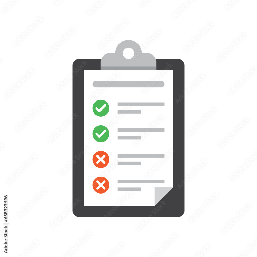 Poster clipboard with checklist icon in flat style. planning and organization of work vector illustration o