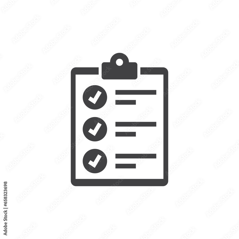 Poster clipboard with checklist icon in flat style. planning and organization of work vector illustration o
