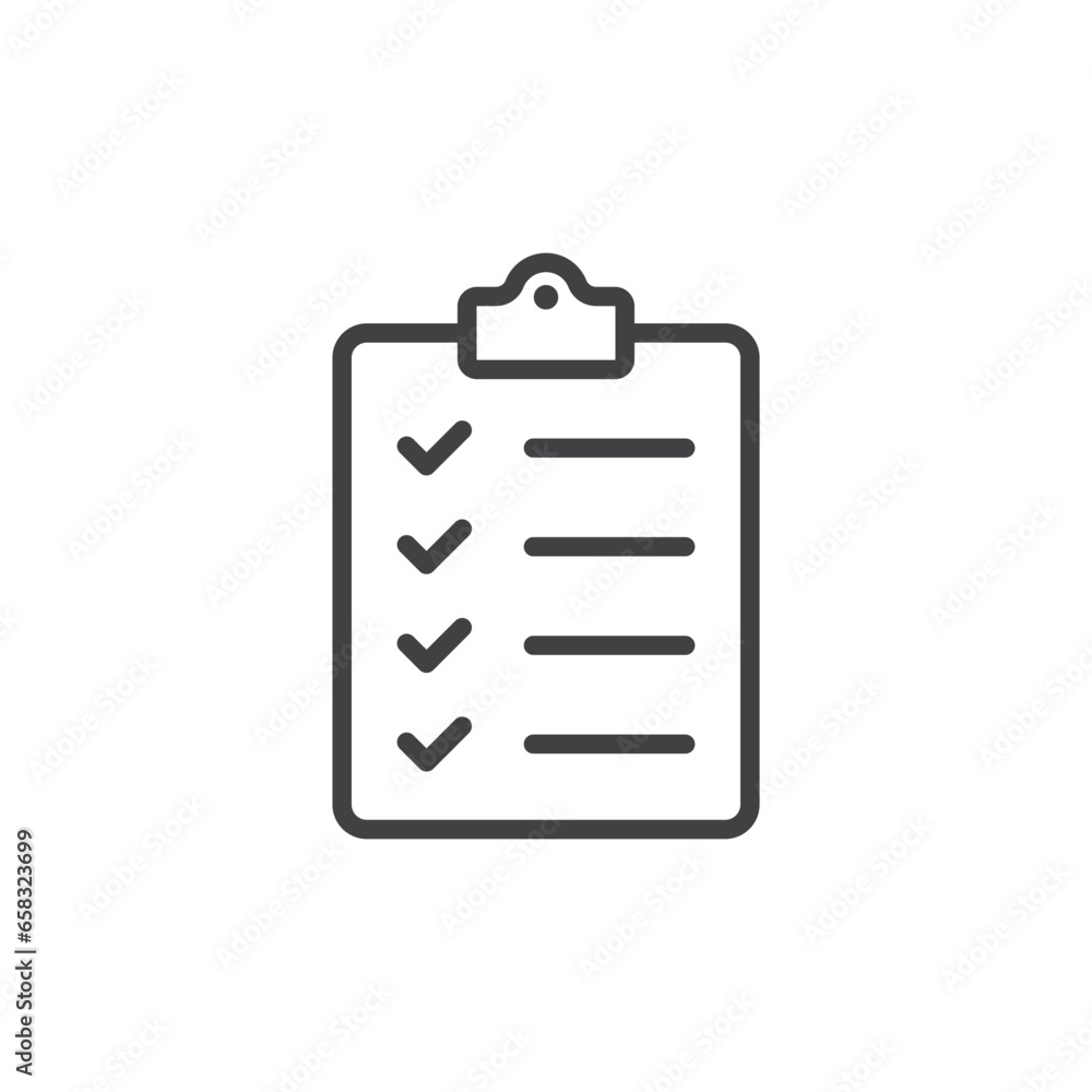 Poster clipboard with checklist icon in flat style. planning and organization of work vector illustration o