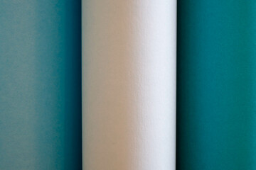 Curved blue and white paper columns