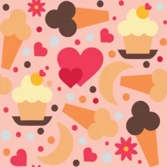 Fototapeten Colorful ice cream icon pattern design. © s.uddincreation 