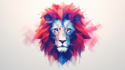  a lion's head with a red mane and blue eyes.  generative ai - obrazy, fototapety, plakaty