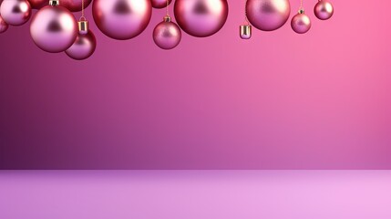  a pink and purple background with ornaments hanging from the ceiling.  generative ai