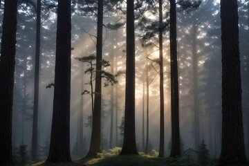 Fototapeta na wymiar Enchanted Twilight Reverie A Forest's Embrace - Generative AI Edition