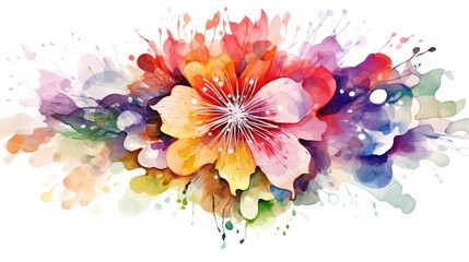  a colorful flower with lots of paint splatters on it. generative ai