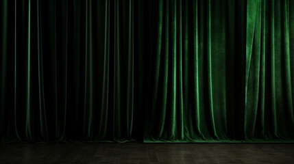 Velvet curtains in a rich emerald green shade UHD wallpaper Stock Photographic Image