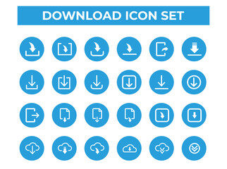 Download buttons icons. flat icon set