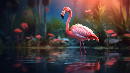 Fototapeta premium A bird on the lake UHD wallpaper Stock Photographic Image