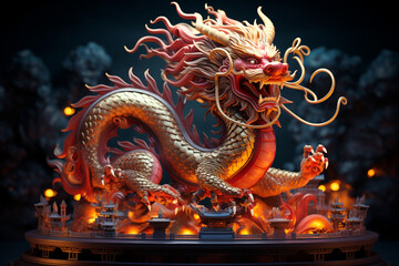 Fototapeta premium Luminous Chinese New Year Dragon Zodiac Sign