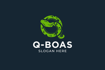 snake boa letter q modern logo vector design